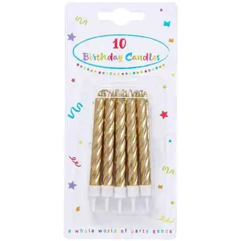 Csavart arany színű gyertya 10db-os szett