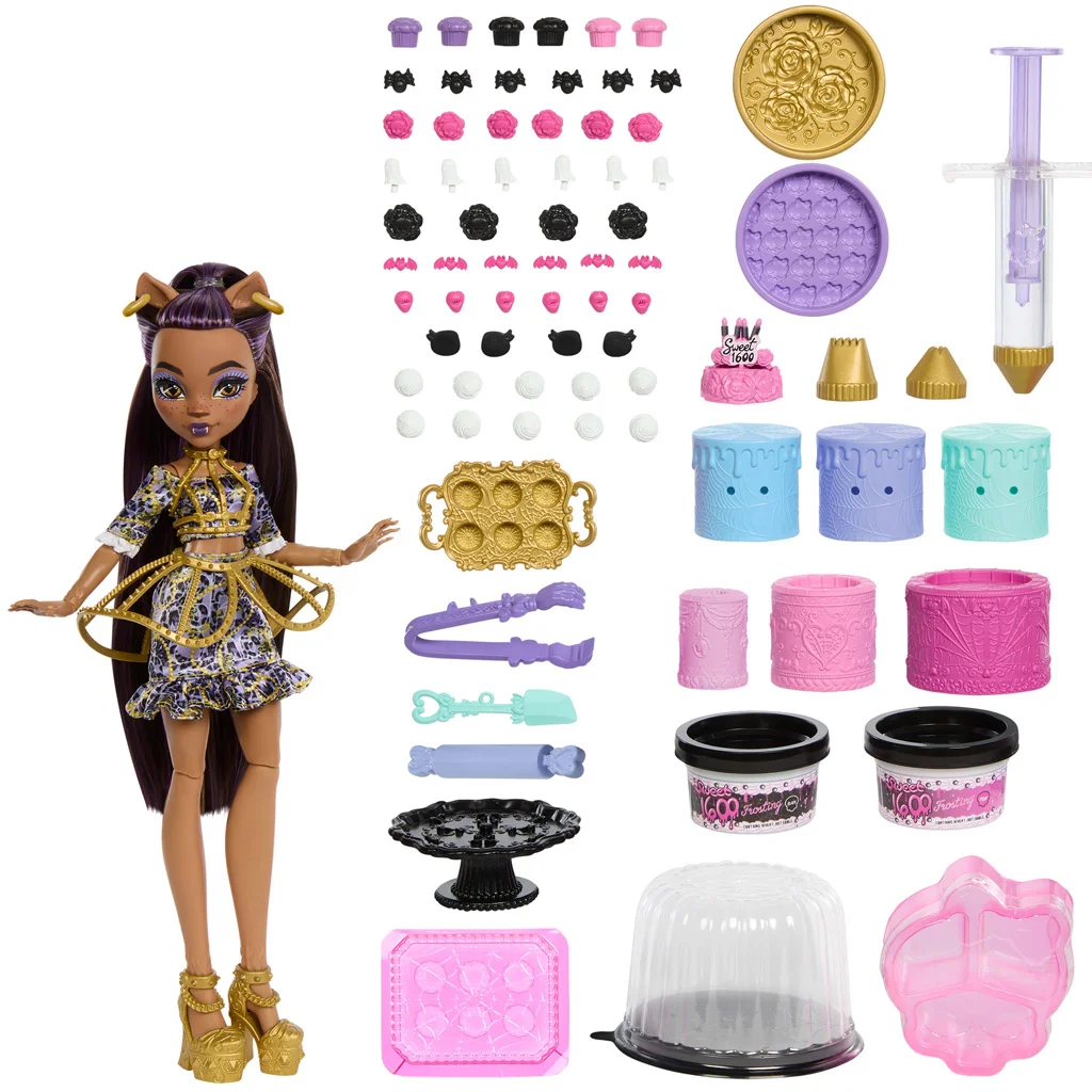 Monster High: Scary Sweet Birthday – Clawdeen Wolf baba tortadíszítő játékszett - Mattel kép 2