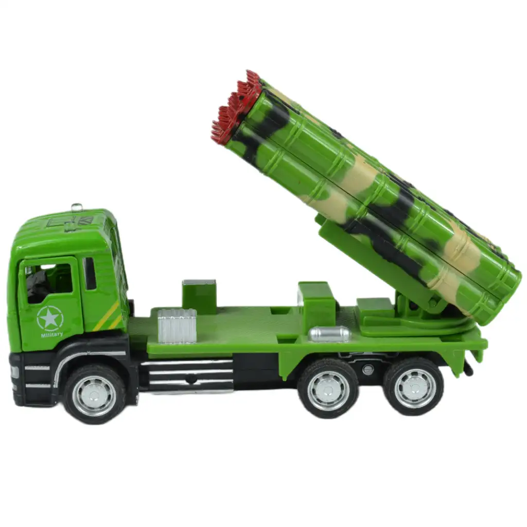 Military Truck: Hátrahúzós katonai teherautó rakétával kétféle változatban 14cm kép 6