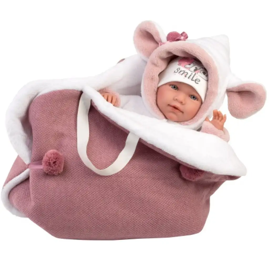 Llorens: Mimi Llorana 42cm-es síró újszülött baba hordozóval