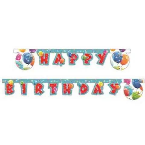 Csillogó léggömbök Happy Birthday felirat 300cm