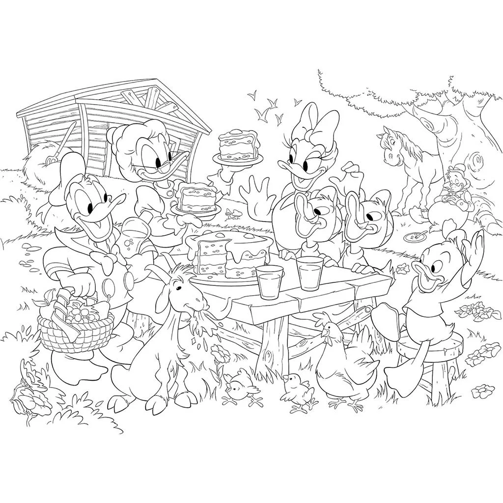 Disney Donald kacsa családja 2 az 1-ben maxi 35db-os puzzle és színező 70x50cm - Lisciani kép 2