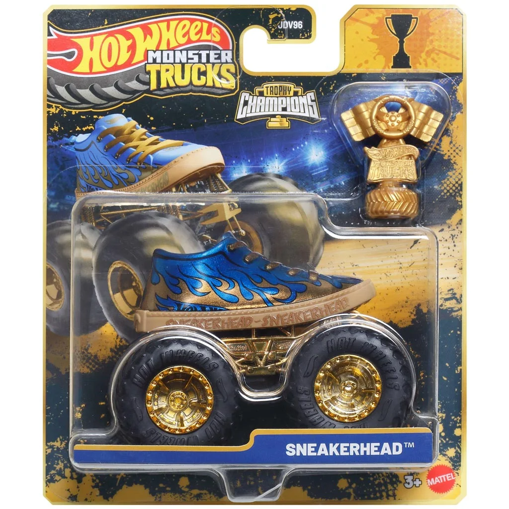 Hot Wheels Monster Trucks: Sneakerhead bajnok kisautó serleggel 1/64 – Mattel