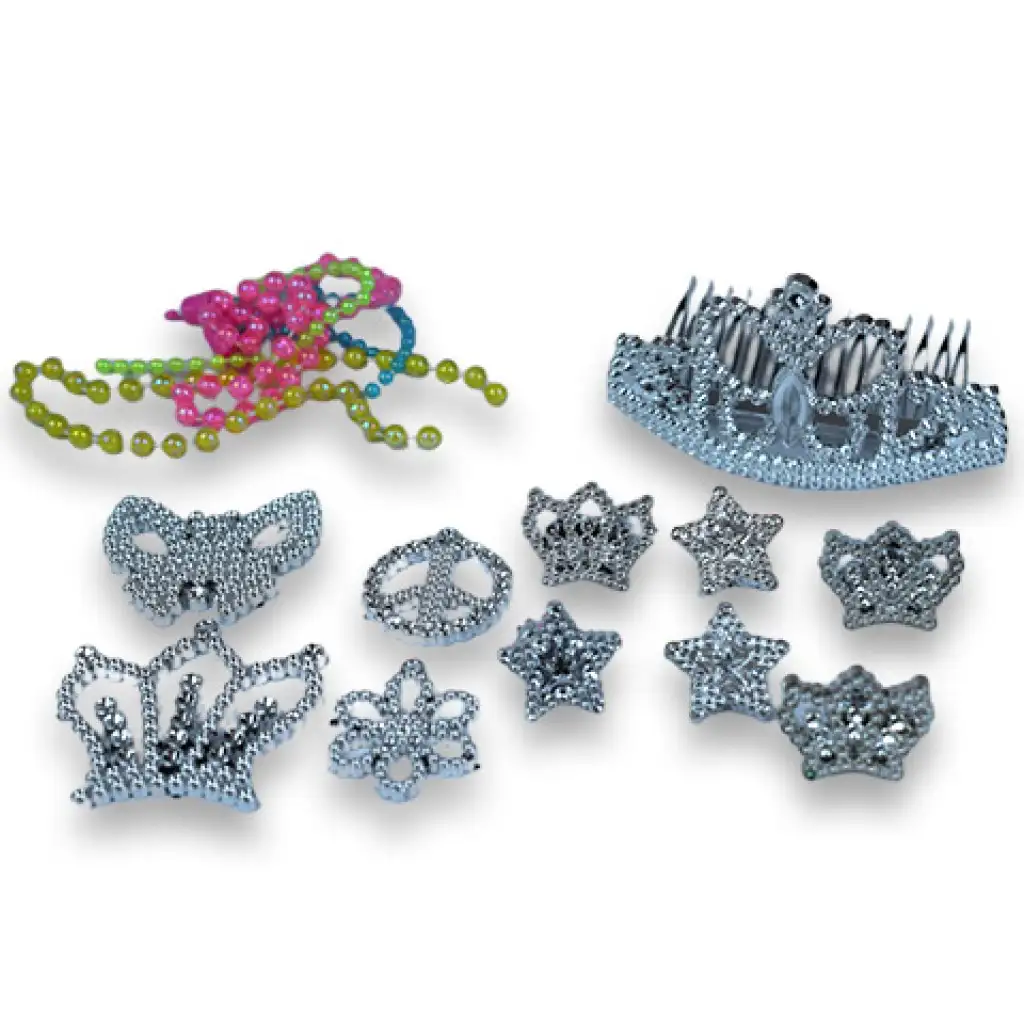 Színezhető csillogó ékszerek szépség szett tiarával és fülbevalókkal kép 3