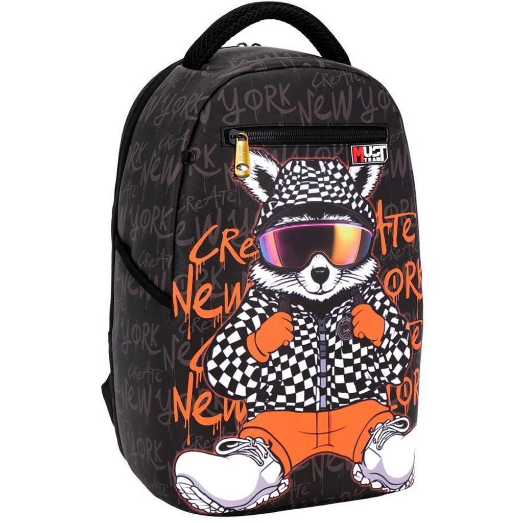 Luna: Must Team Cool bear lekerekített iskolatáska, hátizsák 29x17x46cm