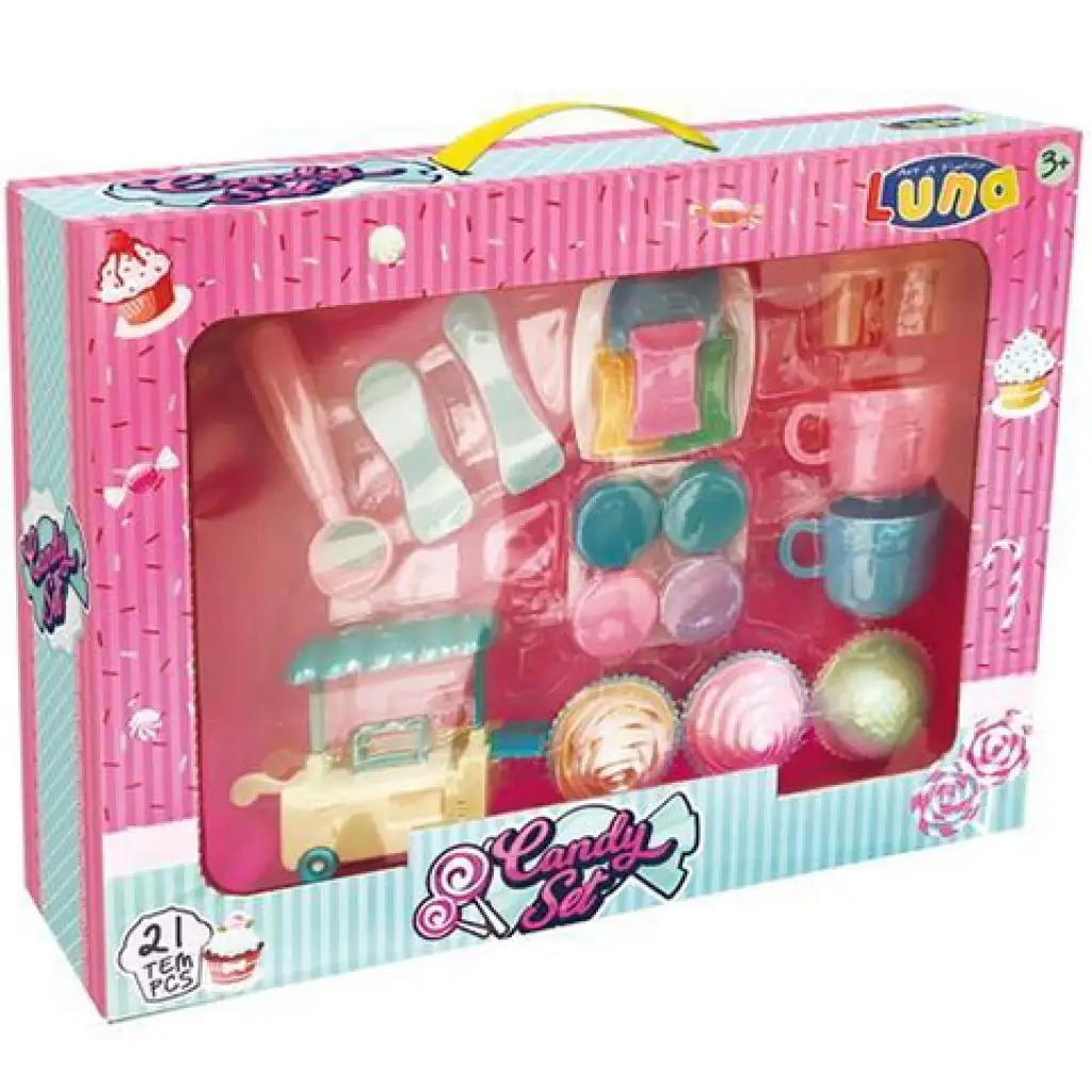 Luna: Muffin Süteményes készlet zsúrkocsival 21db-os szett
