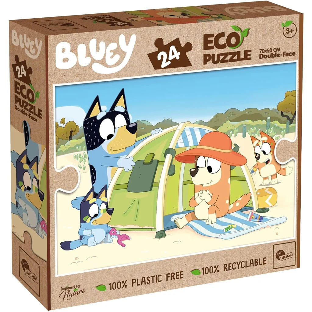 Bluey nyaraláson 2 az 1-ben 24db-os Eco maxi puzzle és színező 70x50cm - Lisciani