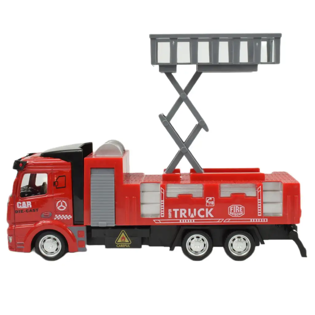 Fire Rescue: Lendkerekes emelőkosaras tűzoltósági kamion 19cm kép 4