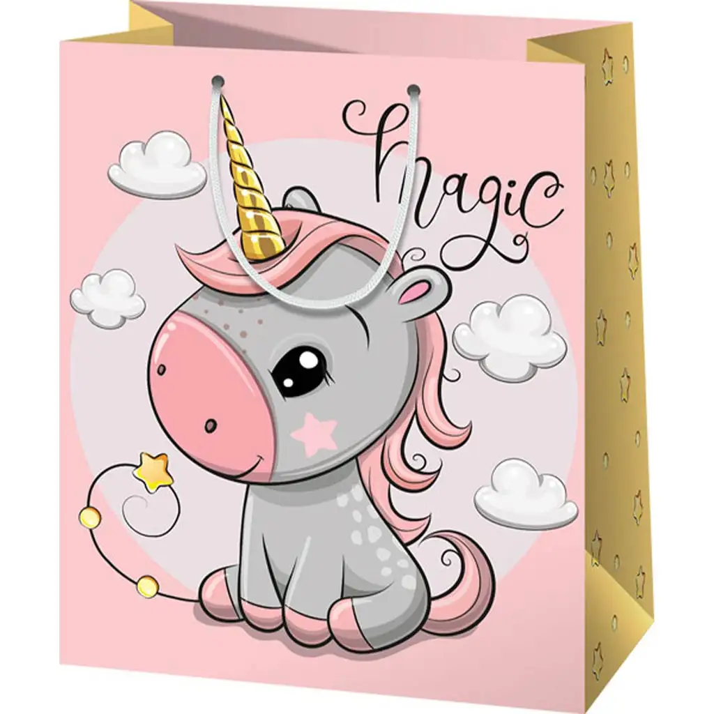 Unikornisos közepes méretű ajándéktáska 18x23x10cm-es