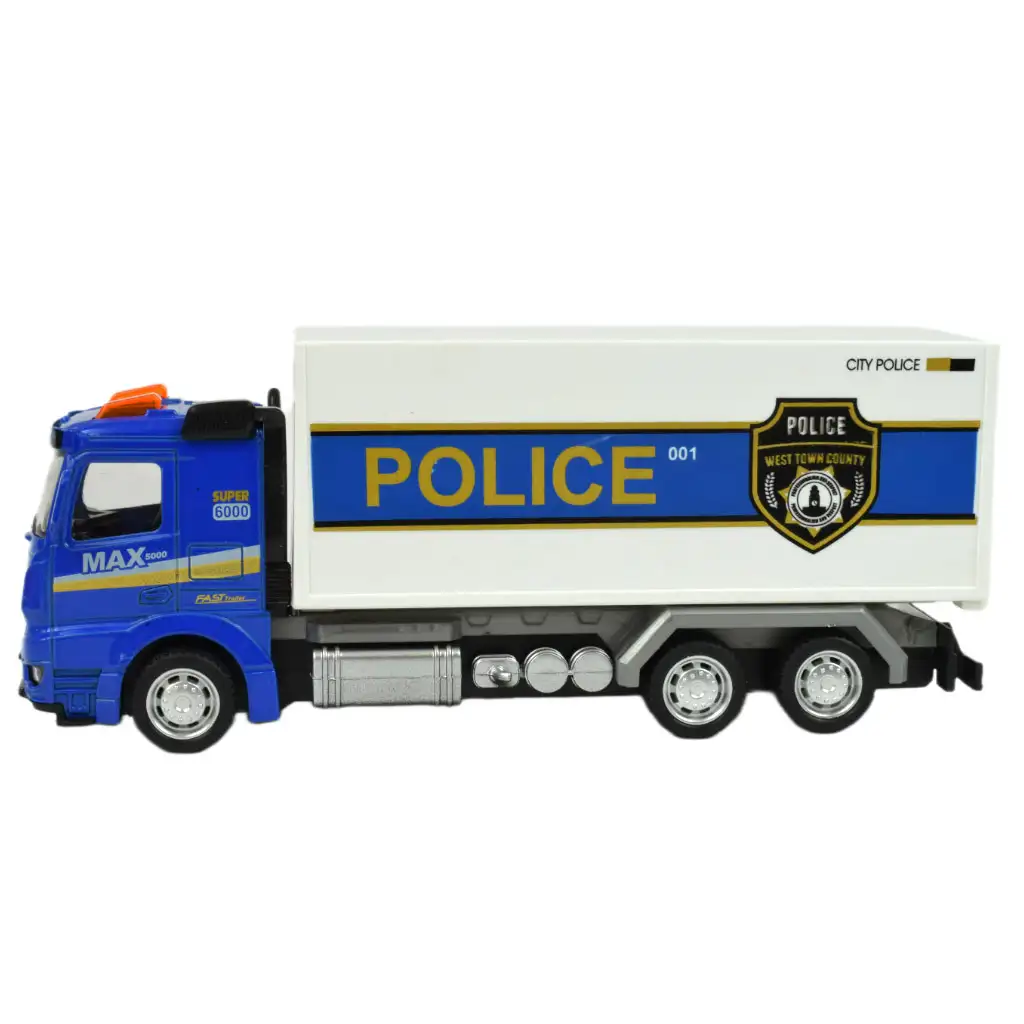 Police Set: Lendkerekes rendőrségi teherautó fénnyel és hanggal többféle változatban 19cm 1db kép 3