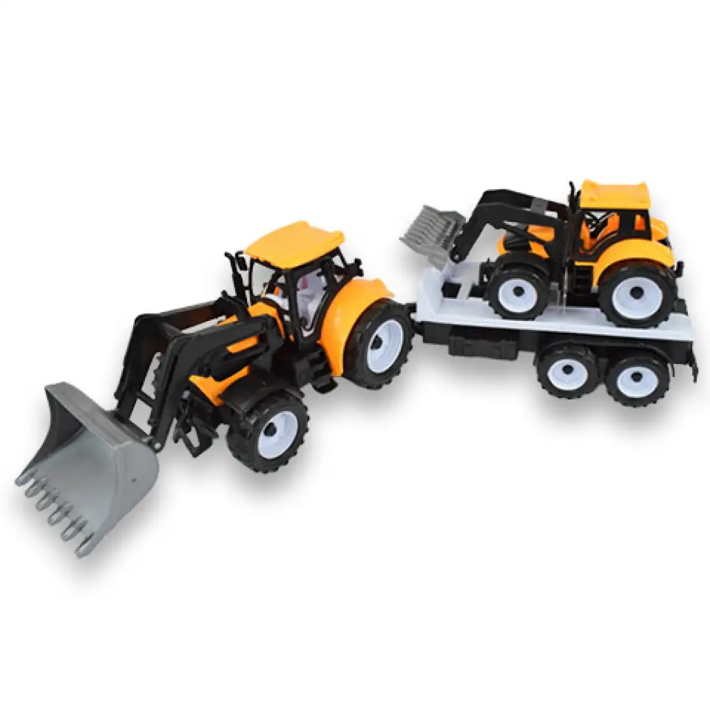 Engineering Truck: 2 részes traktor szett trélerrel és munkagéppel 46cm kép 5