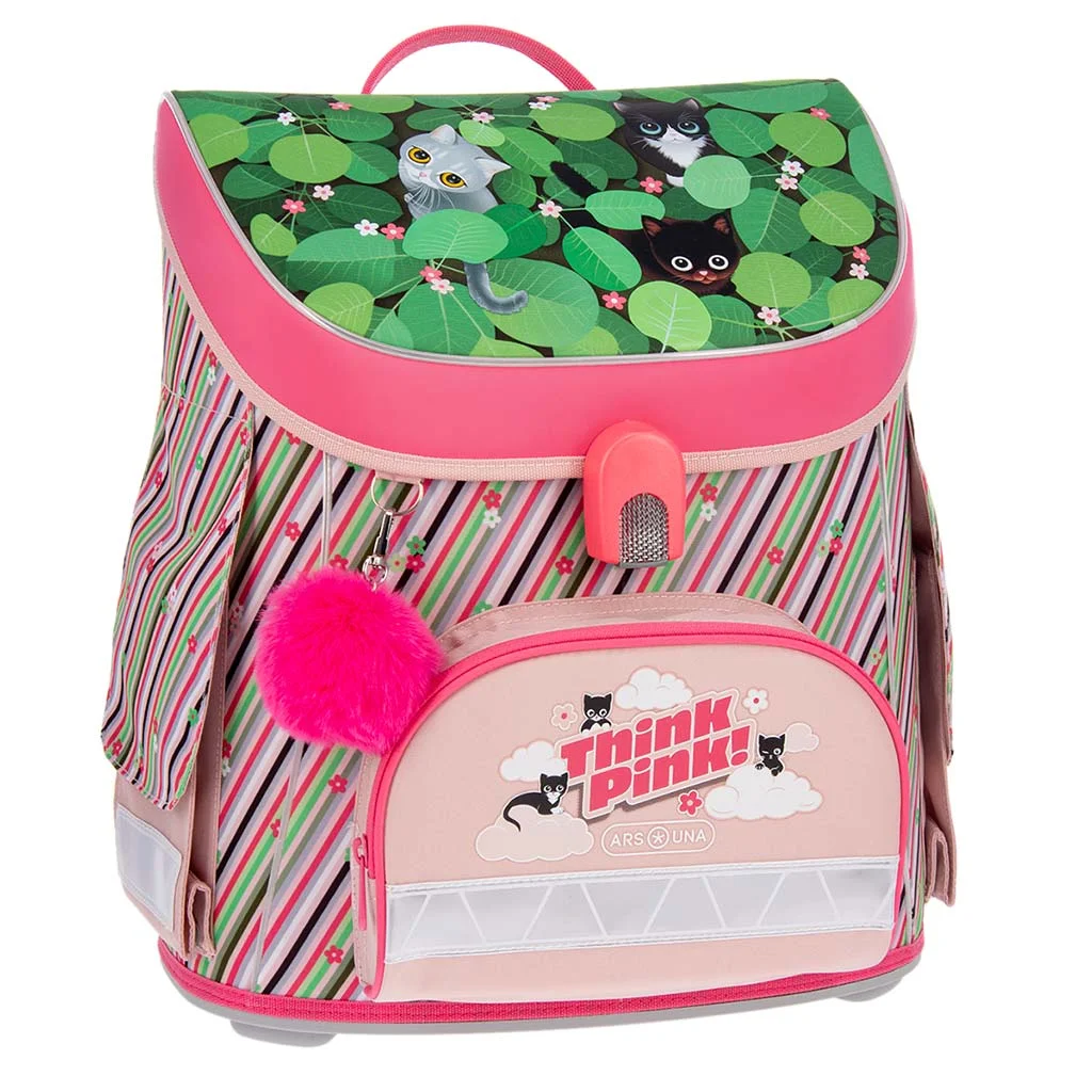 Ars Una: Think Pink kompakt ergonomikus mágneszáras iskolatáska, hátizsák 33x41x24cm