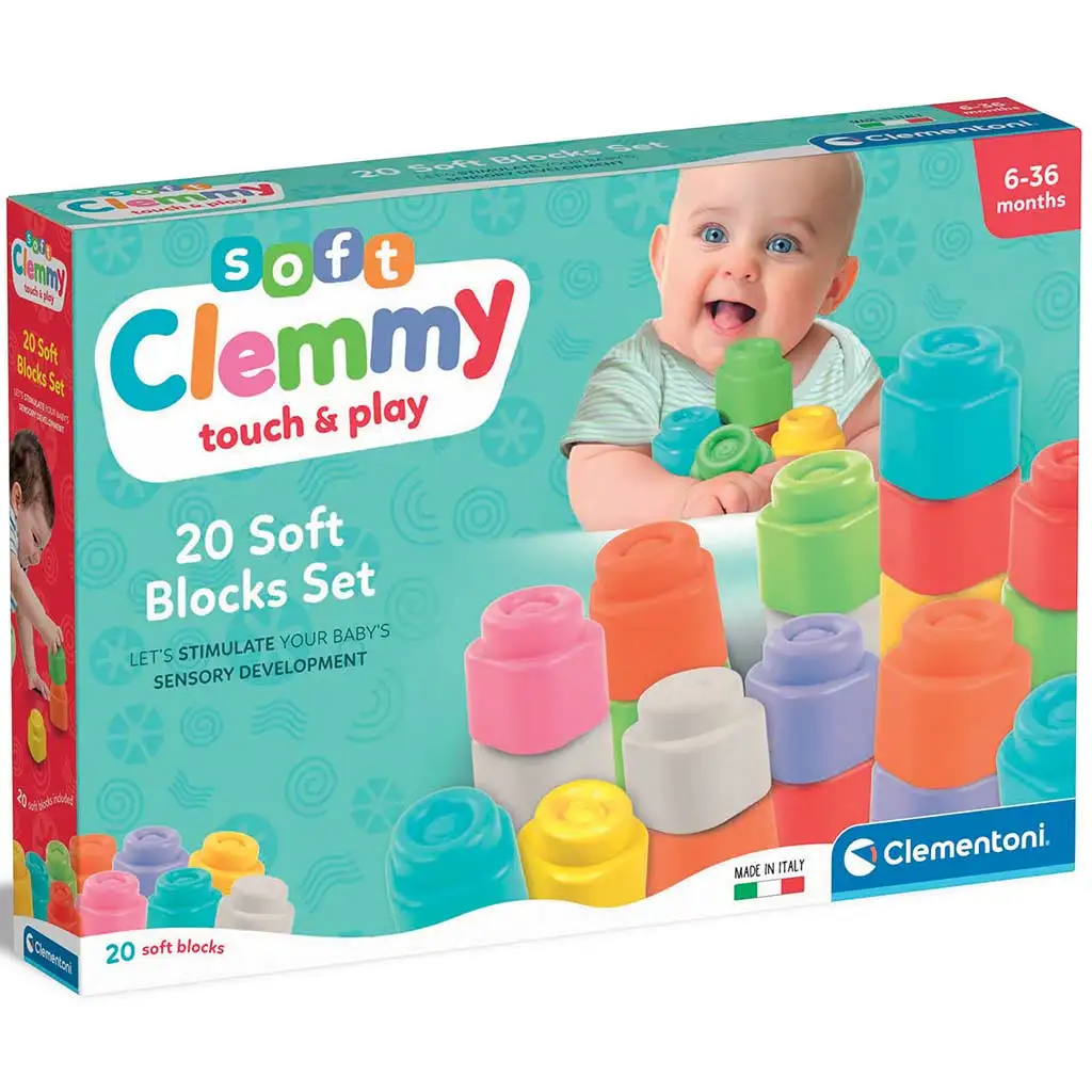 Clemmy: Touch & Play puha színes építőkocka 20db-os szett - Clementoni