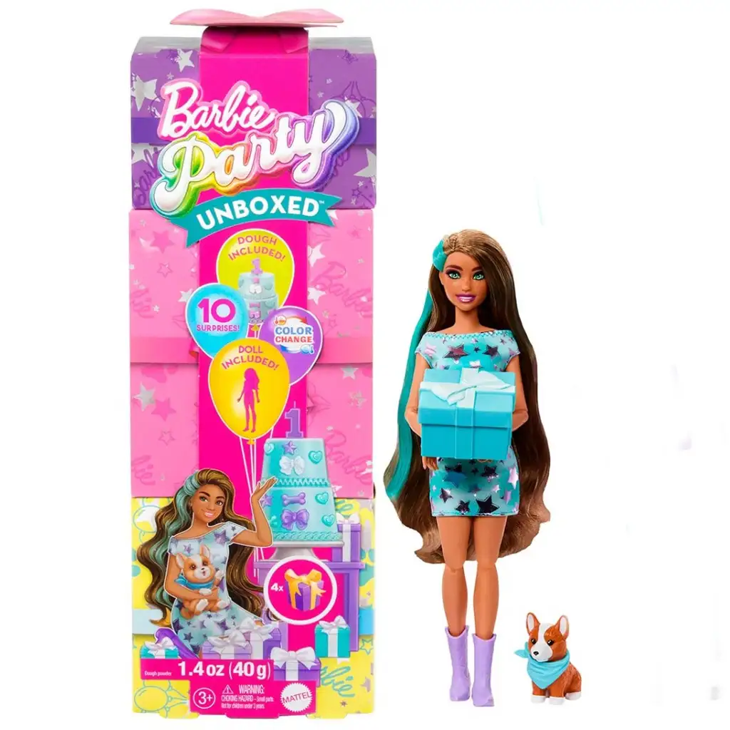 Barbie: Party Reveal meglepetés baba Corgi kutyussal - Mattel