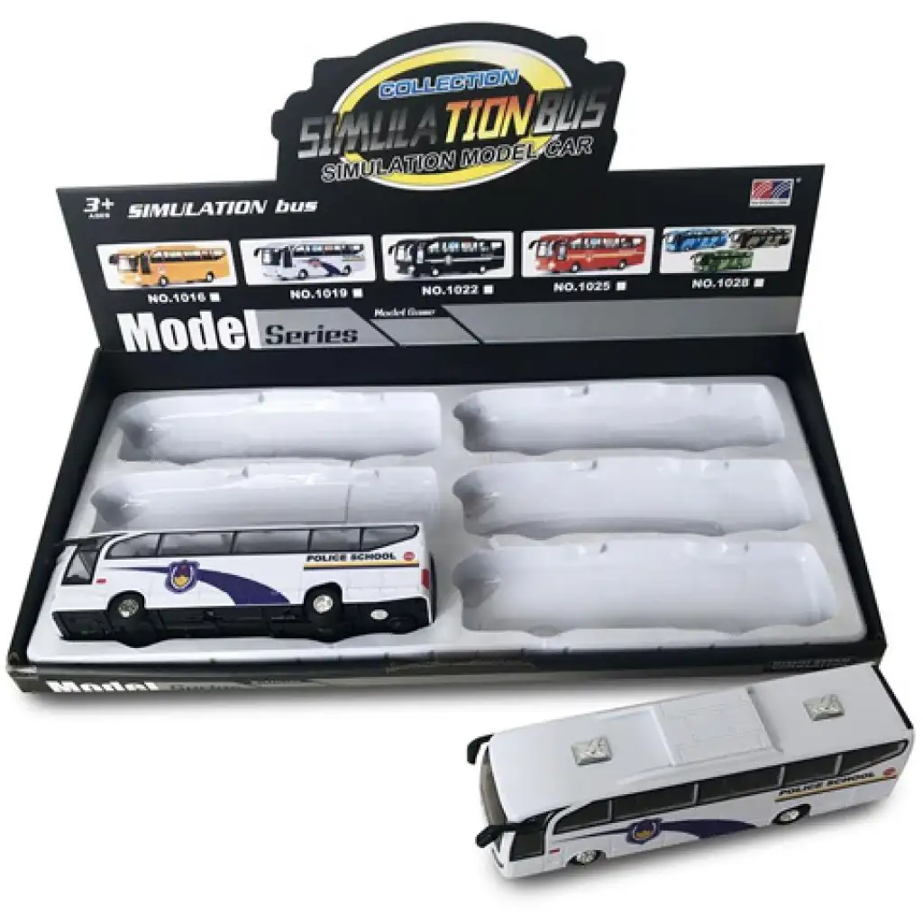 Fehér és kék rendőrségi busz hanggal