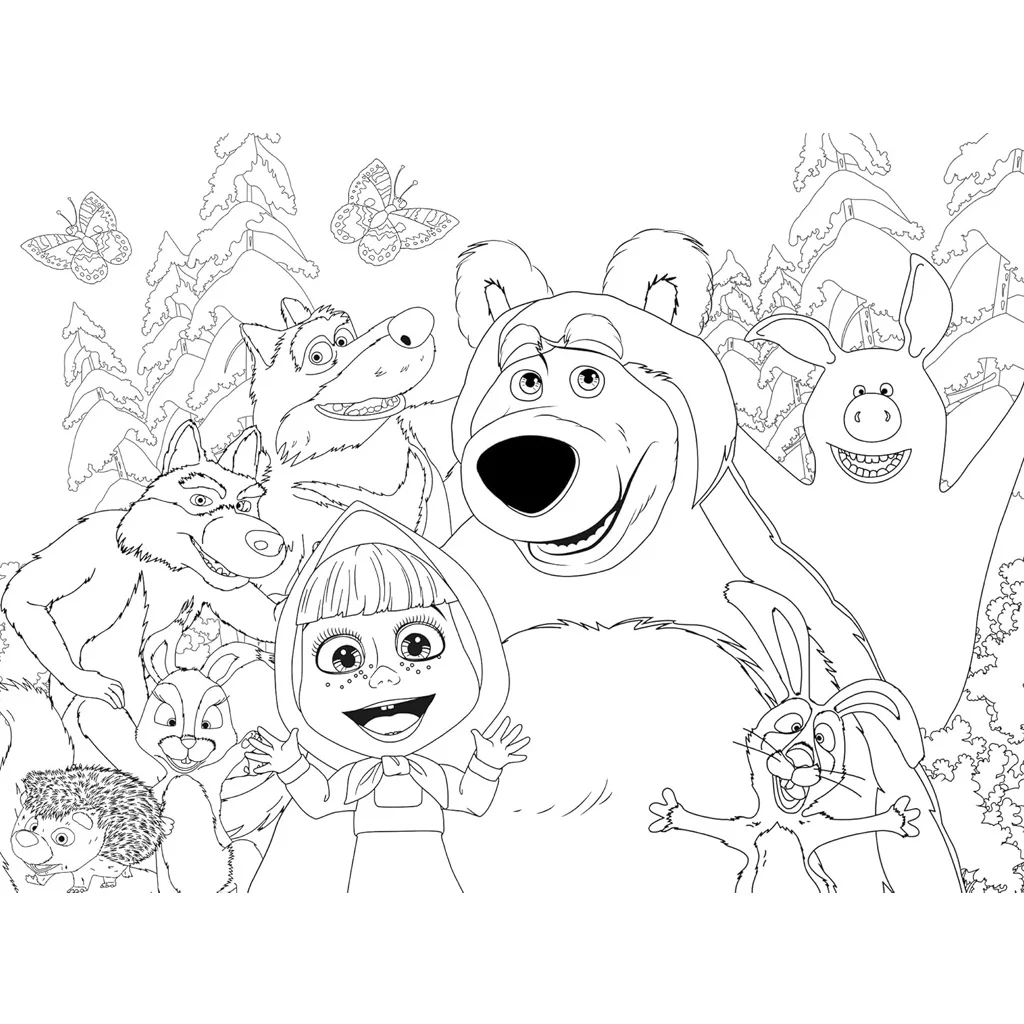 Mása és a medve 2 az 1-ben 60db-os Eco puzzle és színező 70x50cm - Lisciani kép 3