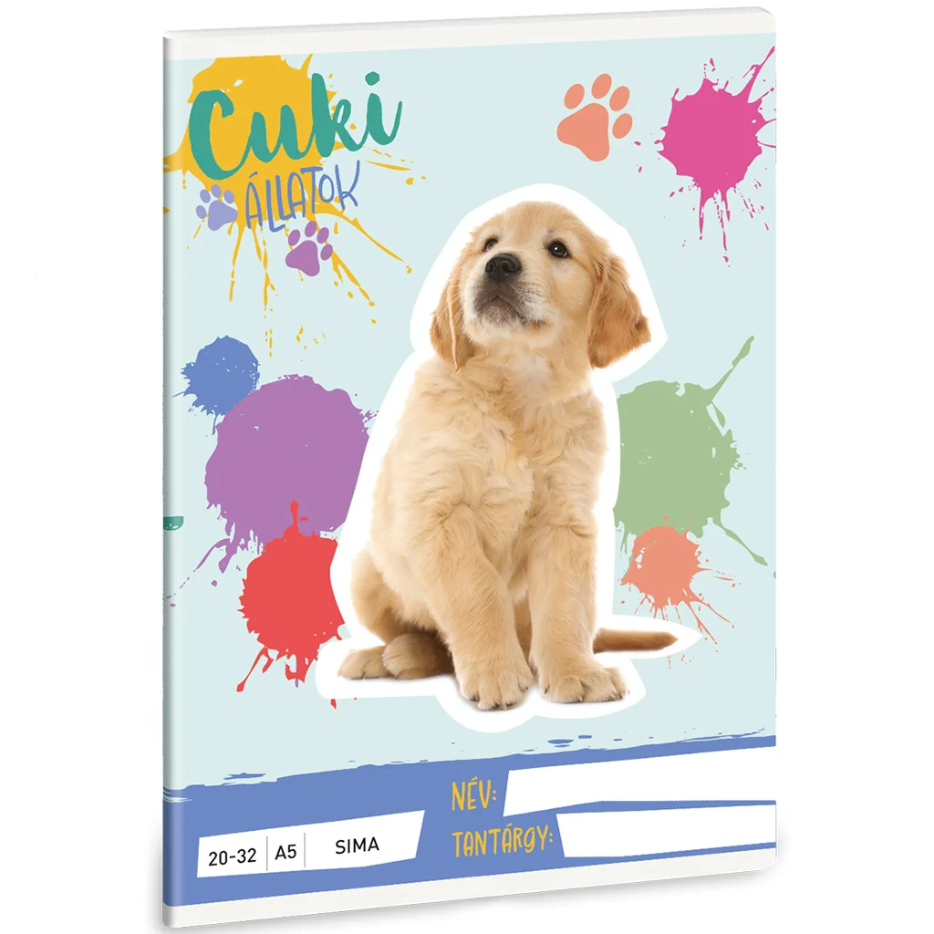 Ars Una: Cuki Állatok - Golden retriever sima füzet A/5 20-32