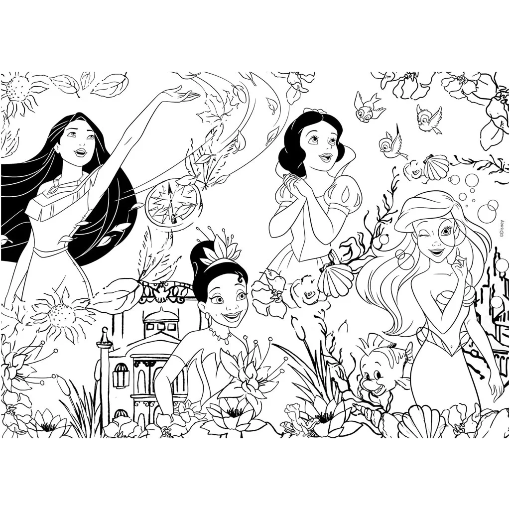 Disney hercegnők 2 az 1-ben 24db-os puzzle és színező 35x25cm - Lisciani kép 3