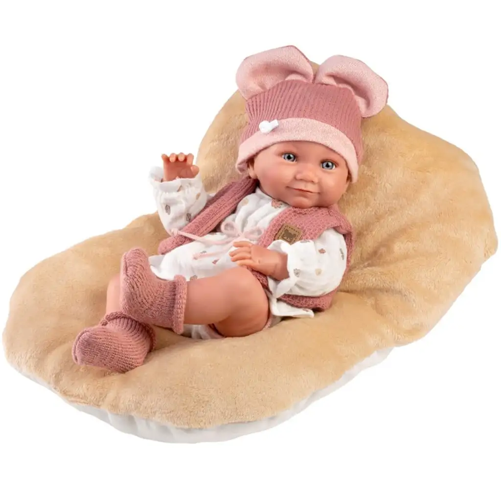 Llorens: Nica újszülött lány baba puha párnával 38cm kép 4