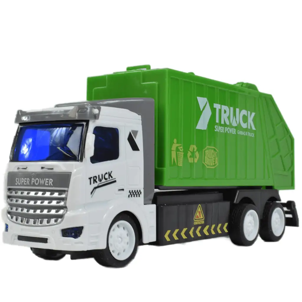 RC Távirányítós hulladékszállító kukás teherautó fénnyel 1/48-as méretarány 27MHz 20cm kép 2
