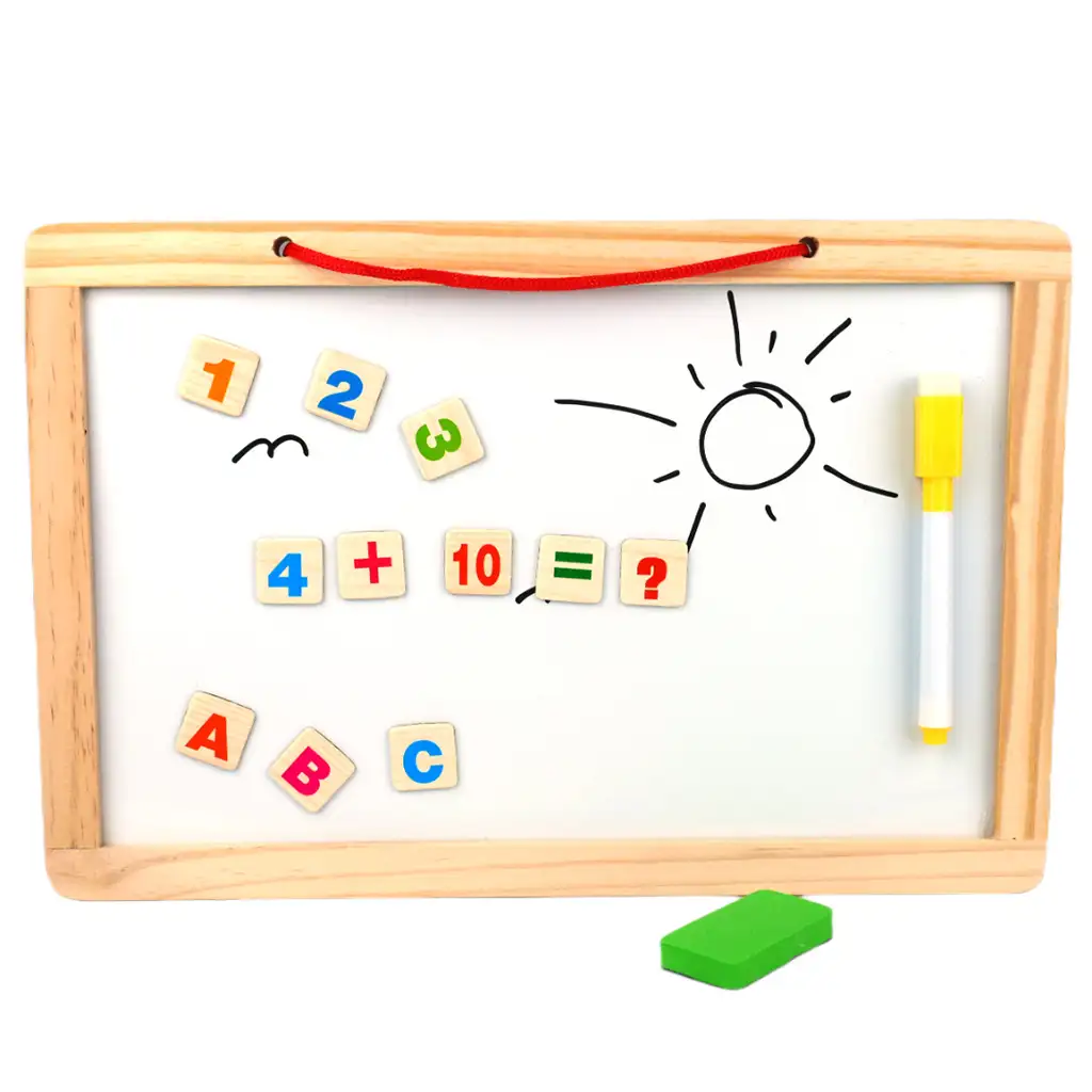 2 az 1-ben fa mágneses rajztábla mágneses betűkkel, táblafilccel és krétával kép 2