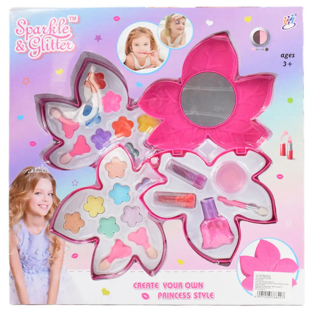 Sparkle & Glitter: Falevél formájú háromszintes sminkszett tükörrel kép 7