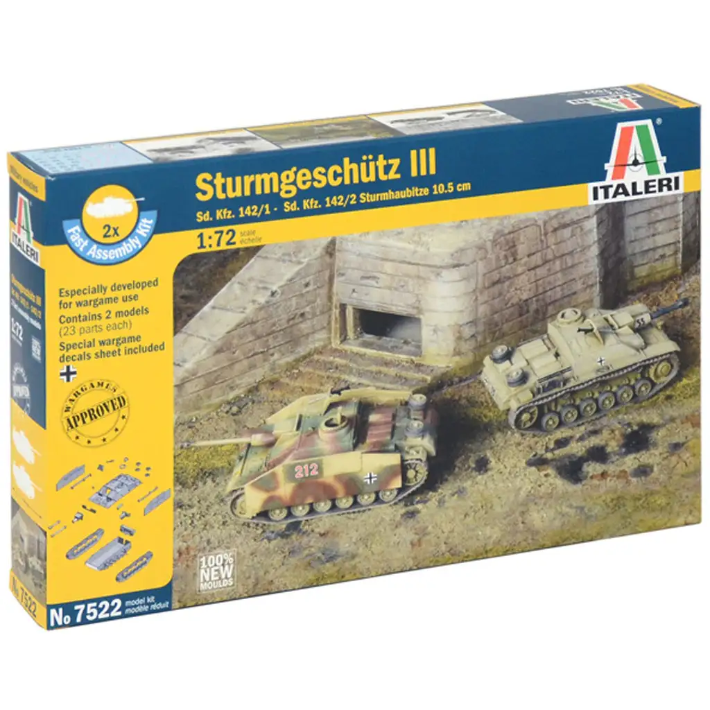 Italeri 1/72 Sturmgeschütz III rohamlöveg 2db-os makett szett