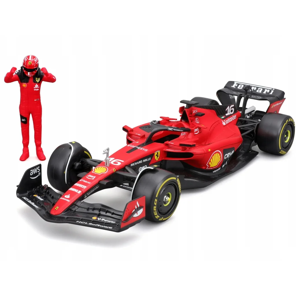 Bburago: Ferrari SF23 F1 versenyautó fém autómodell pilótával 1/24 (Charles Leclerc #16) kép 2