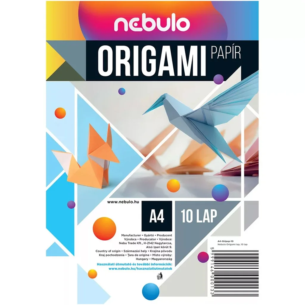 Nebulo: Origami lapok A/4-es méretben 10db-os 80g
