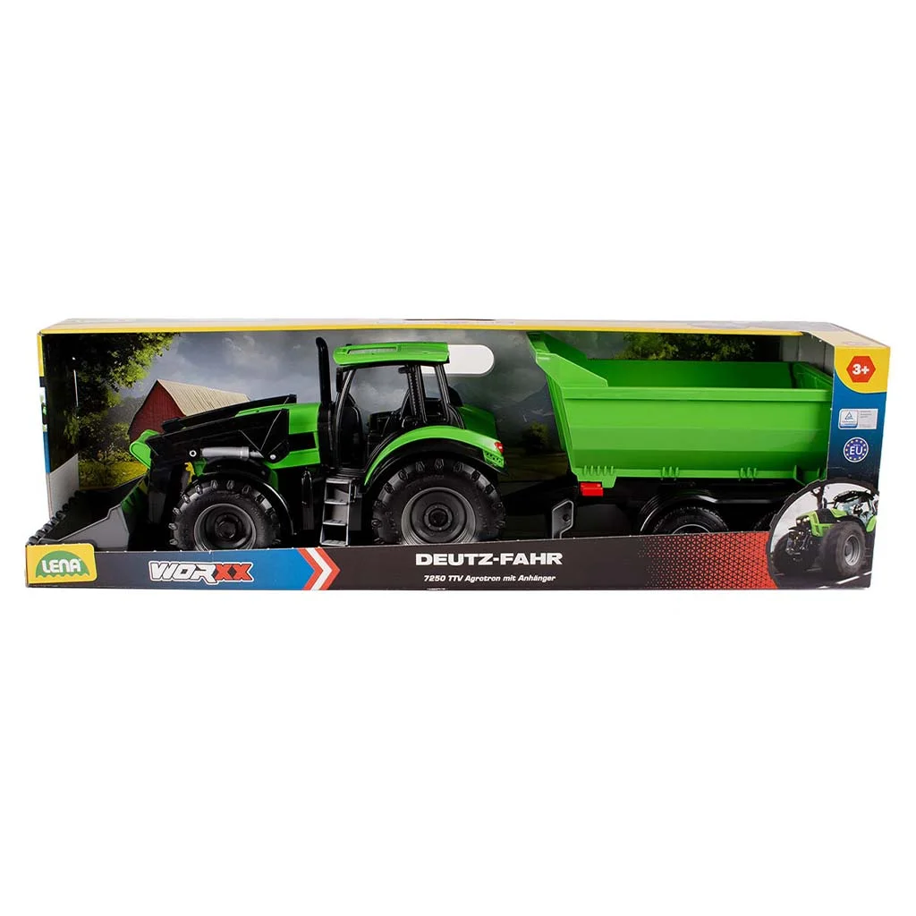 LENA: Worxx Deutz-Fahr Agrotron 7250 TTV traktor pótkocsival dobozban 74cm