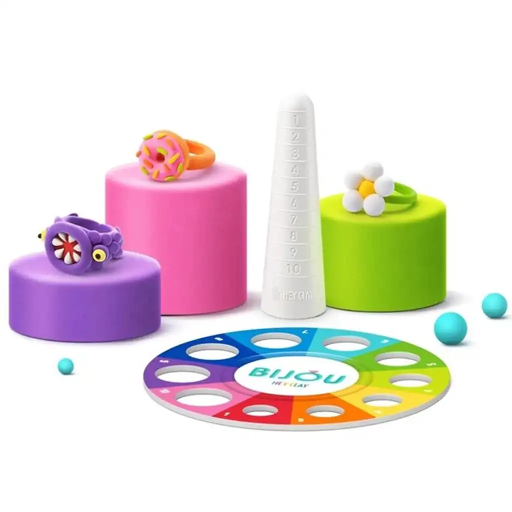 Hey Clay: Bijou édes gyűrűk kreatív levegőre száradó gyurma szett kép 2