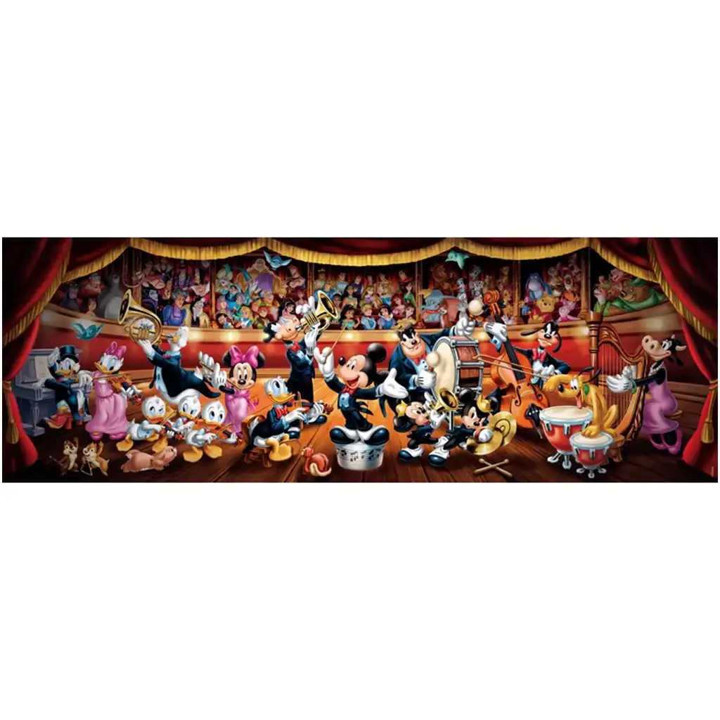 Disney – Mickey és barátai zenekarban 1000db-os panoráma puzzle poszetrrel - Clementoni kép 2