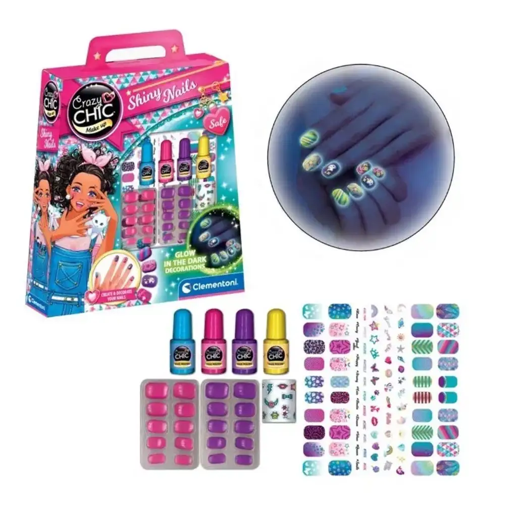 Crazy Chic: Fluoreszkáló körömdíszítő szett matricákkal és kiegészítőkkel - Clementoni kép 2