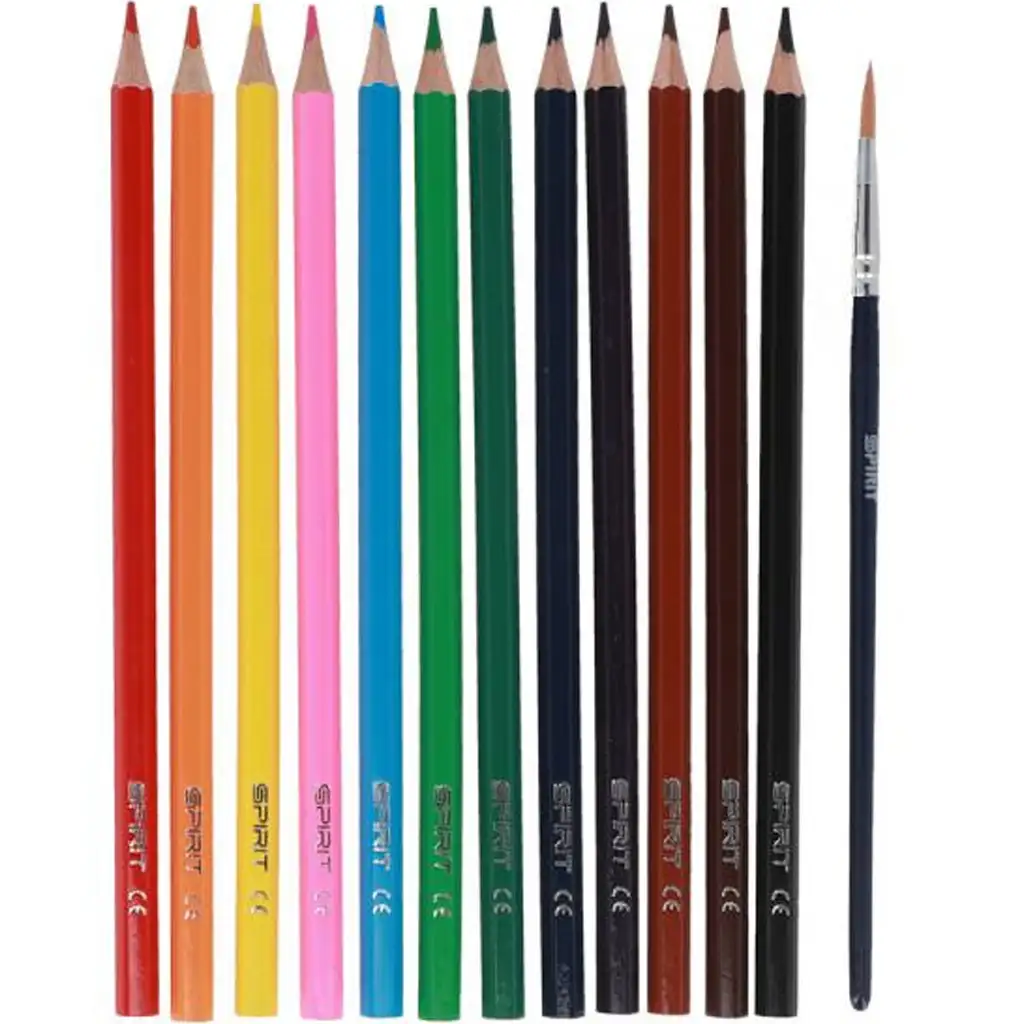 Spirit: 12db-os Aquarell háromszögletű színes ceruza szett ecsettel kép 2