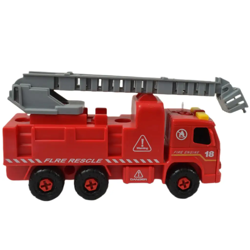 Fire Engine: Darus szétszerelhető tűzoltóautó szerszámokkal és hanggal 20cm kép 4
