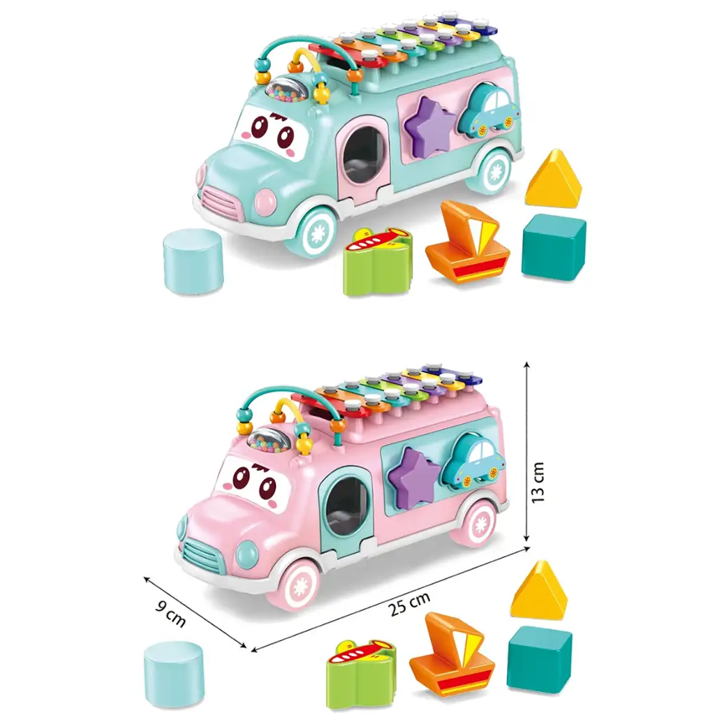 Music World: Formabedobós készségfejlesztő busz xilofonnal kép 2