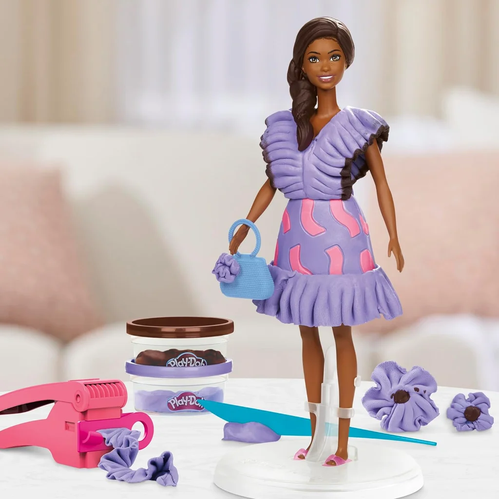 Play-Doh: Barbie Fashionista fodros ruhák gyurma szett babával - Hasbro kép 4