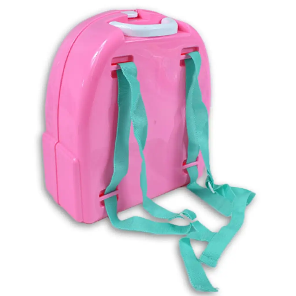 Rózsaszín szépségszett hátizsákban játék sminkekkel, tükörrel és kiegészítőkkel kép 2