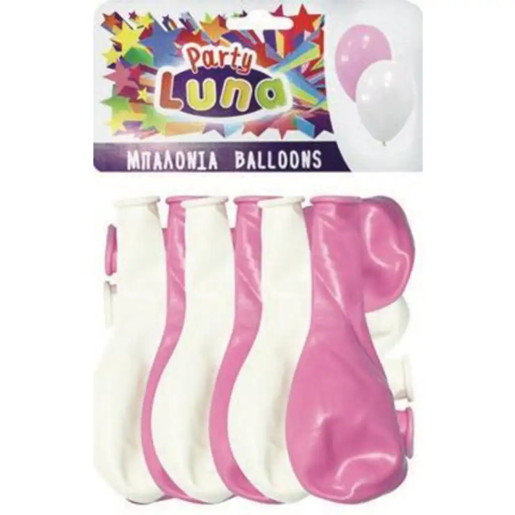 Luna: Party Lufi rózsaszín és fehér színben 24db