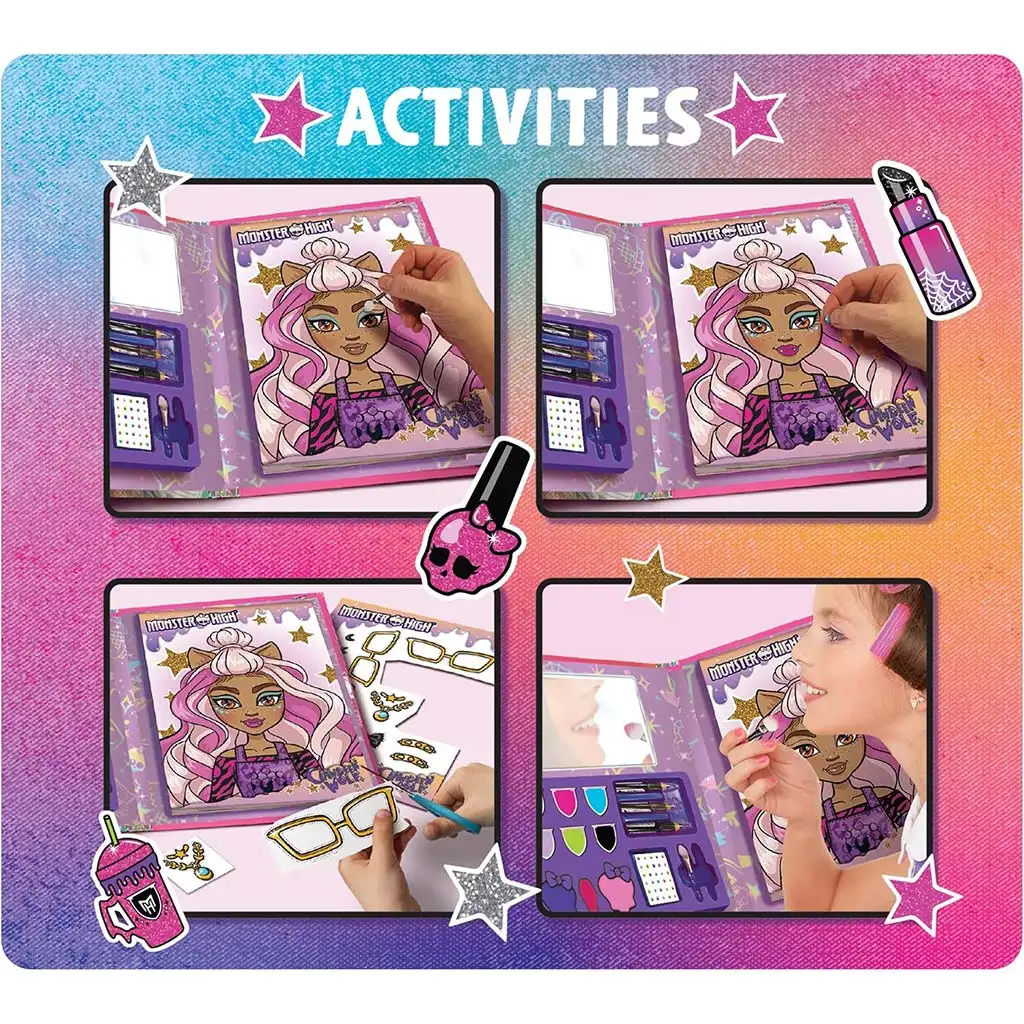 Monster High: Sminkelő és színező foglalkoztató füzet 44 oldalas - Lisciani kép 3