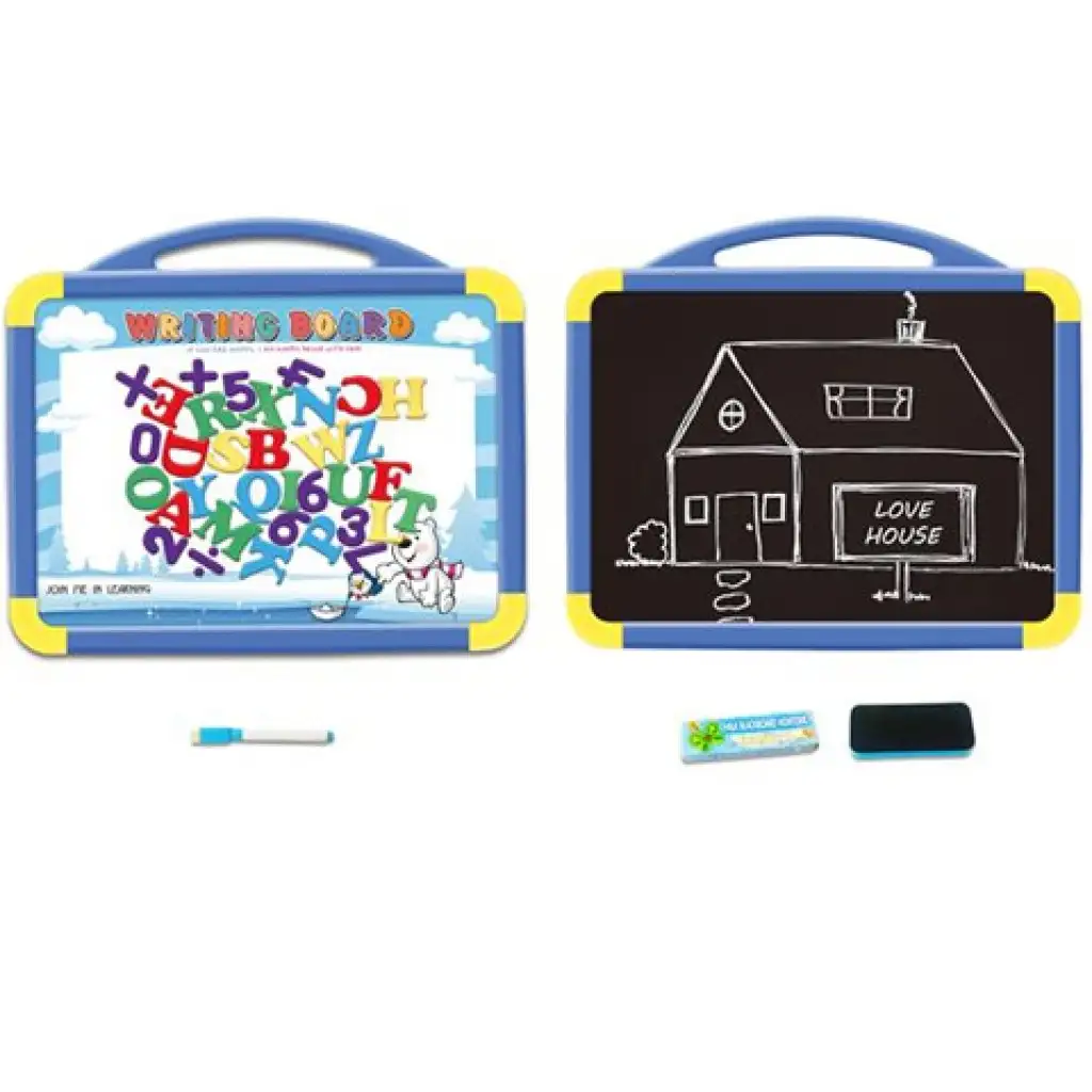 Kétoldalú hordozható mágneses rajztábla kiegészítőkkel kék kép 2