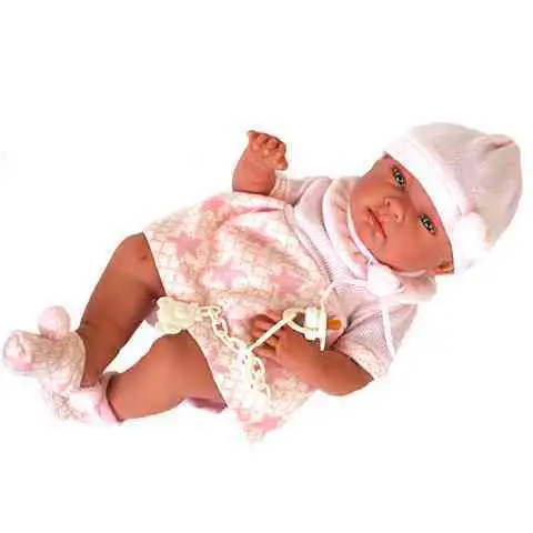 Újszülött lány baba csillagos ruhában 38cm