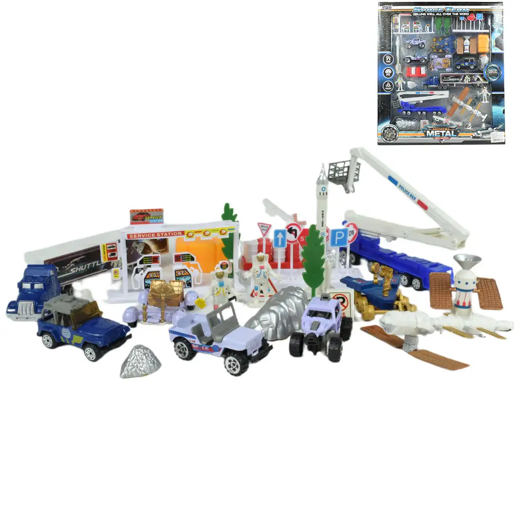 Space Team: Űr játékszett járművekkel, műholddal és kiegészítőkkel