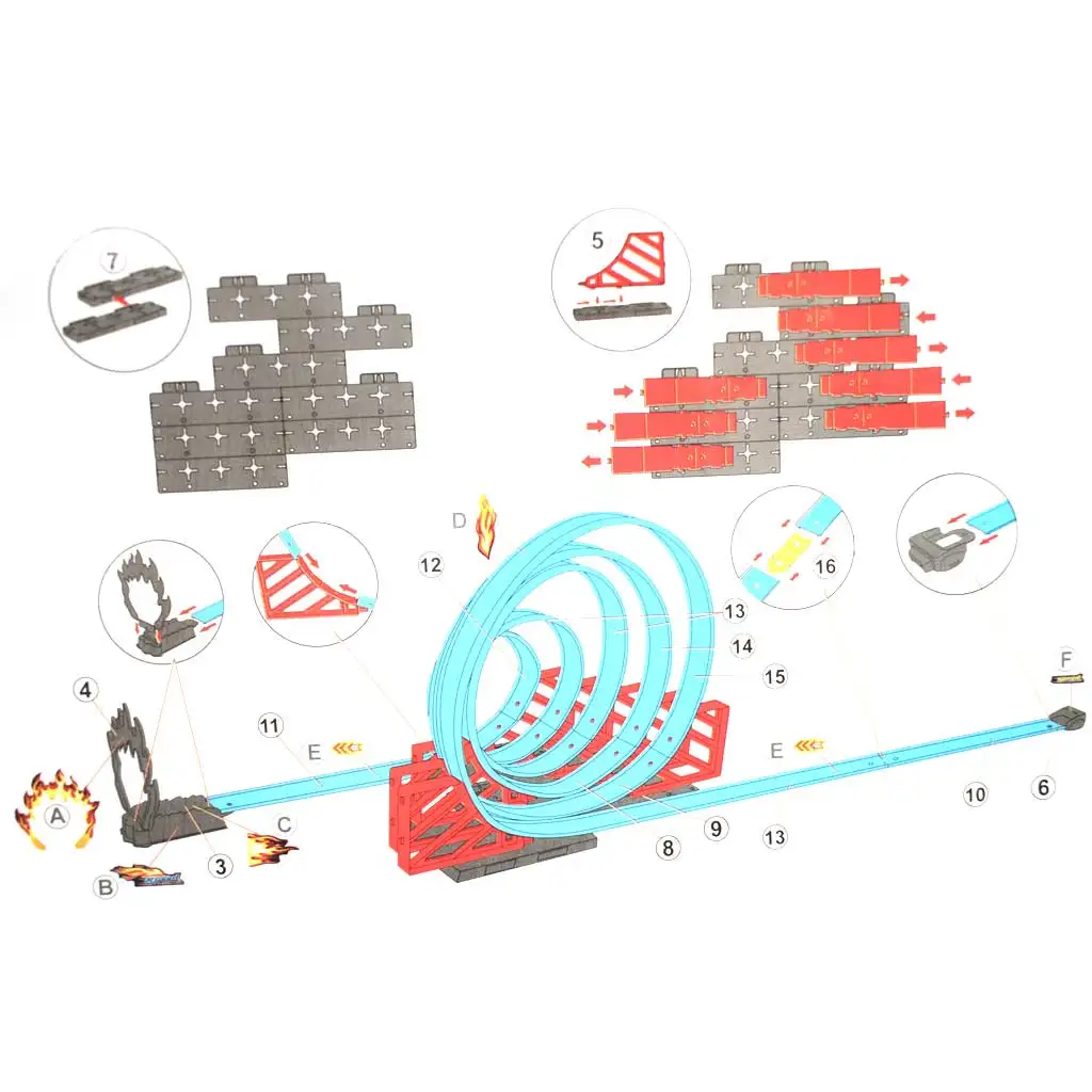 Racing Track 32db-os versenypálya szett csigahurokkal és 2db hátrahúzható autóval 1/64 kép 3