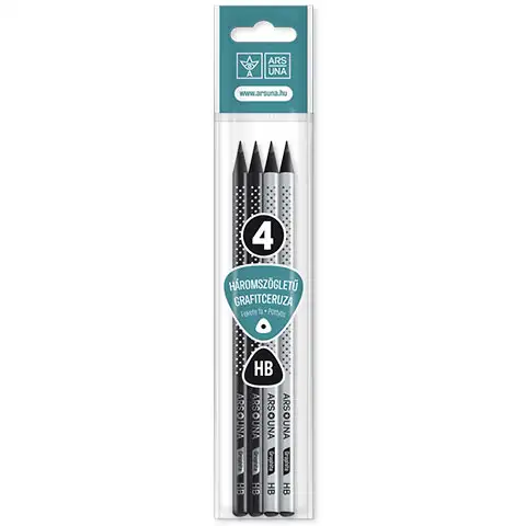 Ars Una: Háromszögletű fekete fa pöttyös HB grafitceruza csomag 4db-os