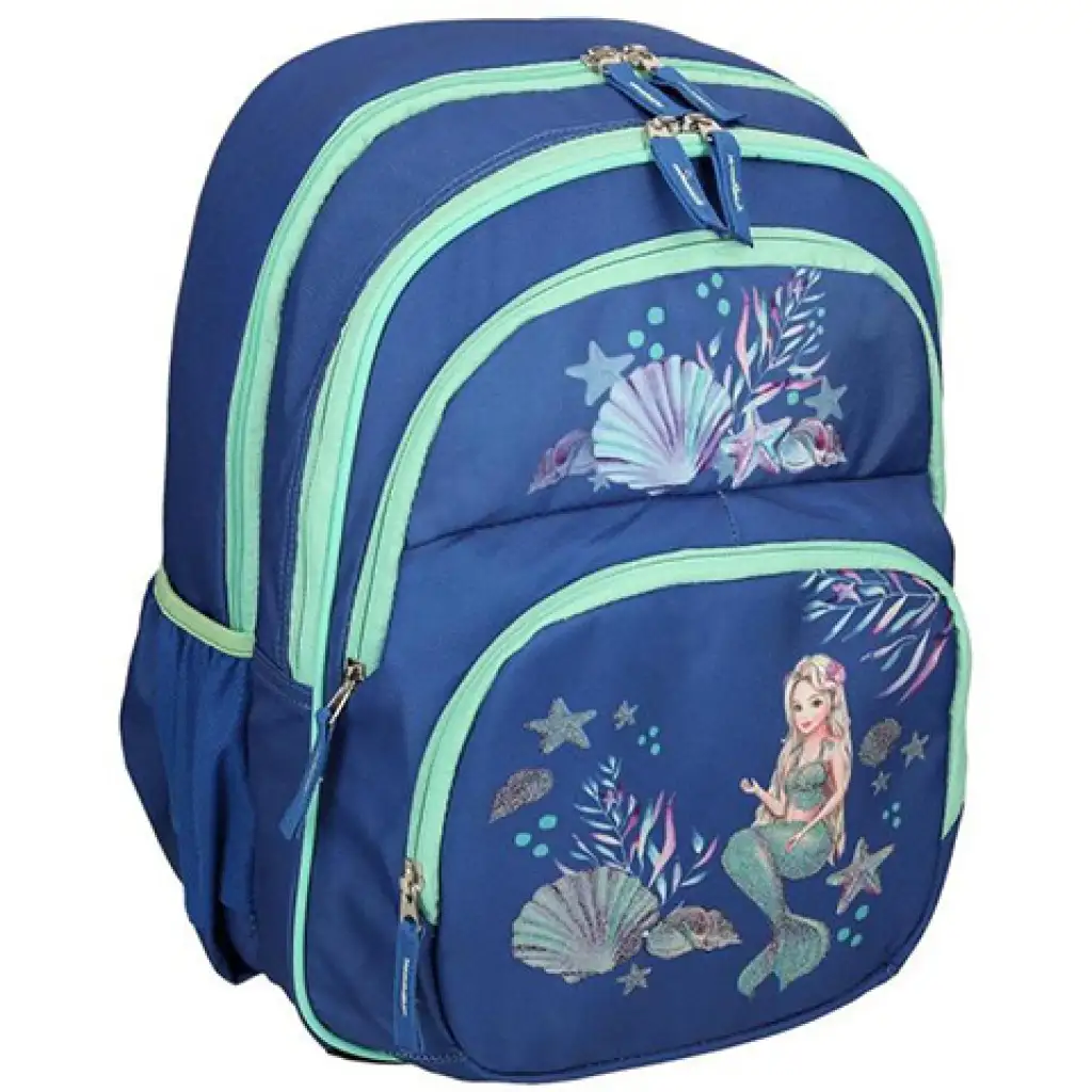 Spirit: Sellő mintás kék színű lekerekített ergonómikus iskolatáska 40x20x18cm