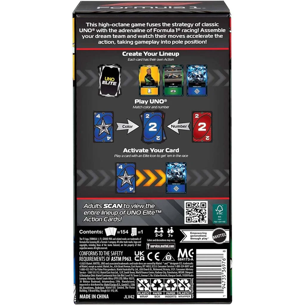 UNO Elite F1 kártyajáték - Mattel kép 5