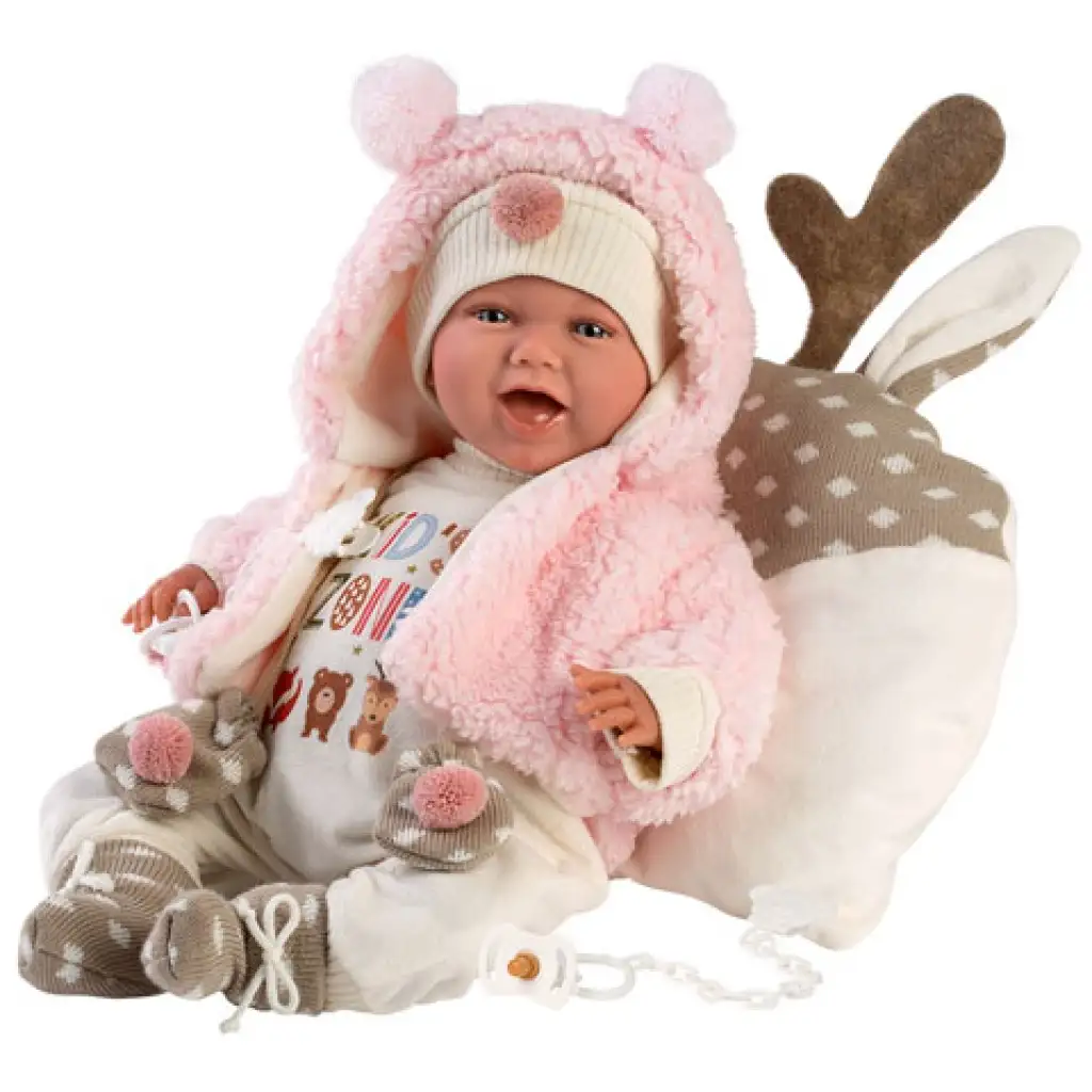 Llorens: Mimi újszülött 40cm-es síró kislány baba Kid's Zone pulcsiban