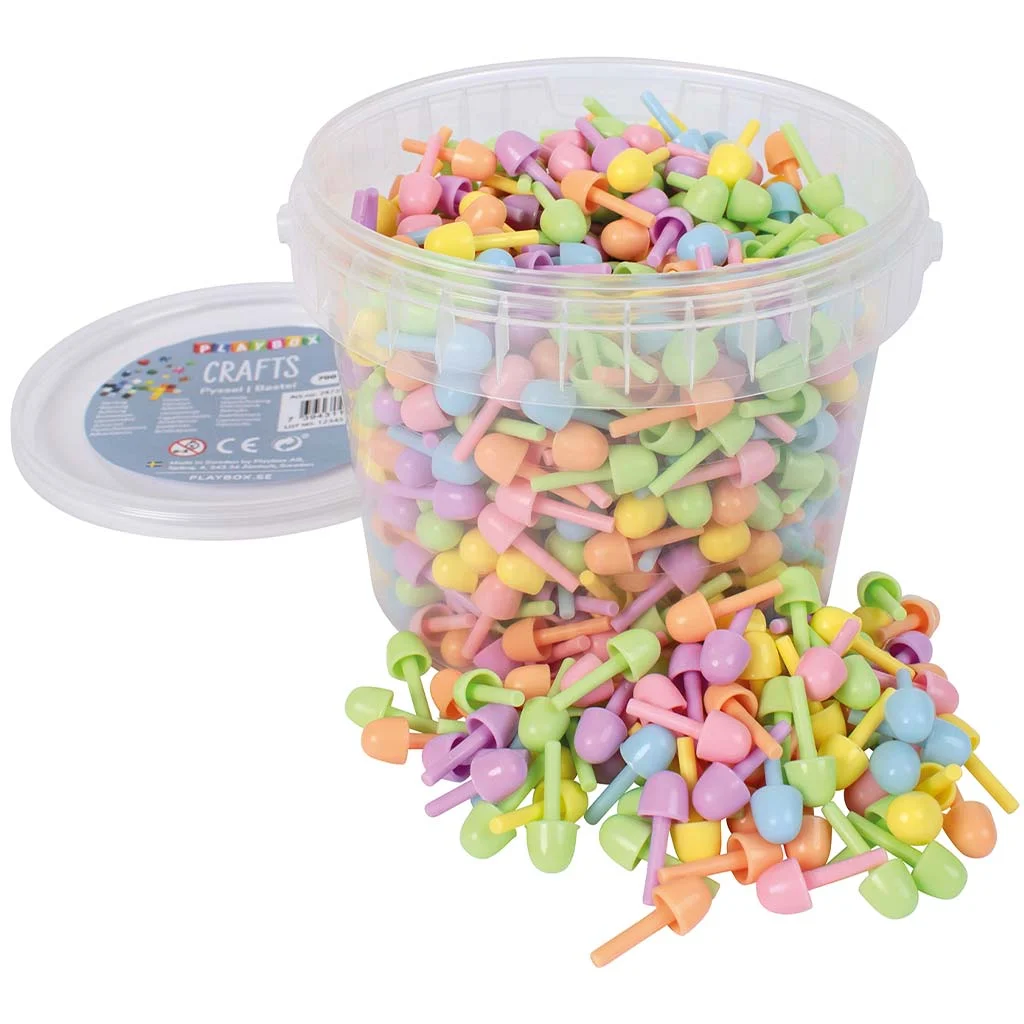 PlayBox: Színes mozaik 10mm-es pötyi 700 db-os szett vödörben