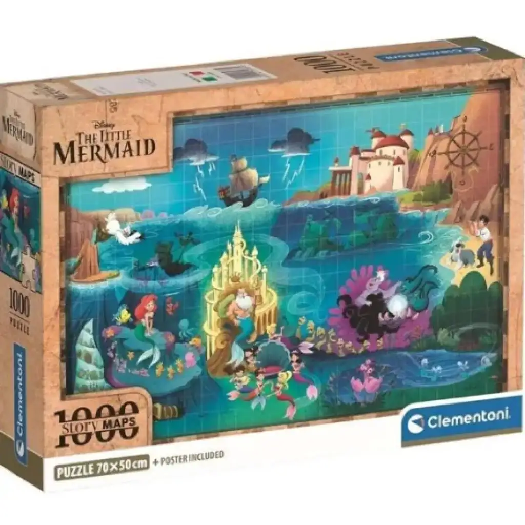 Disney A kis hableány térkép 1000db-os puzzle poszterrel - Clementoni